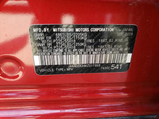 Photo 9 VIN: JA4AD2A34KZ011959 - MITSUBISHI OUTLANDER 