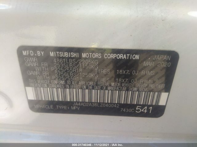 Photo 8 VIN: JA4AD2A36LZ040042 - MITSUBISHI OUTLANDER 