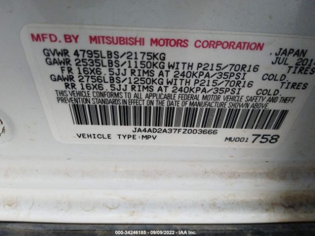 Photo 8 VIN: JA4AD2A37FZ003666 - MITSUBISHI OUTLANDER 