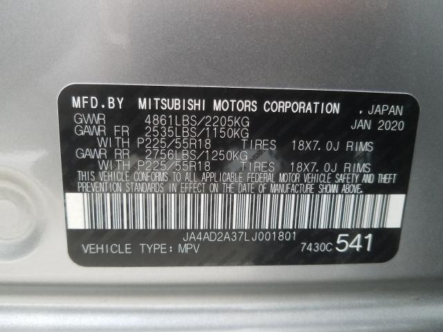 Photo 9 VIN: JA4AD2A37LJ001801 - MITSUBISHI OUTLANDER 