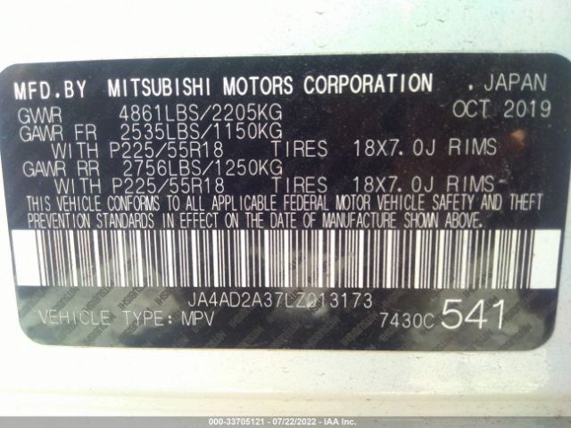 Photo 8 VIN: JA4AD2A37LZ013173 - MITSUBISHI OUTLANDER 