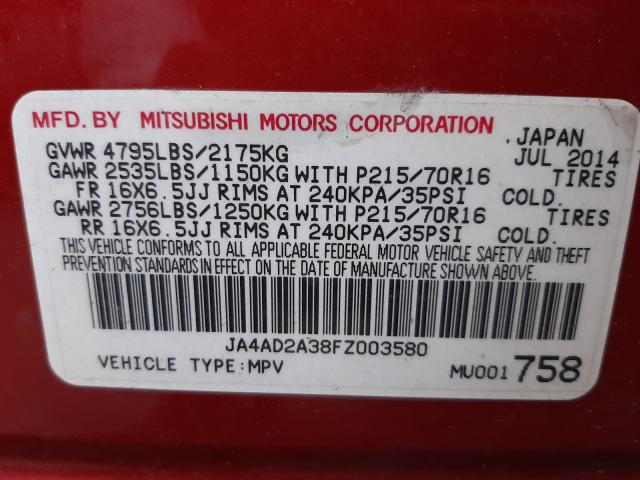 Photo 9 VIN: JA4AD2A38FZ003580 - MITSUBISHI OUTLANDER 