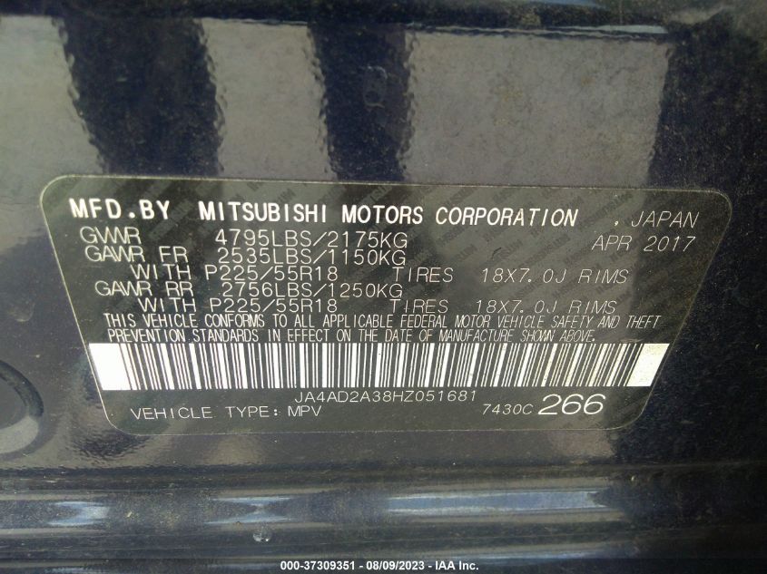 Photo 8 VIN: JA4AD2A38HZ051681 - MITSUBISHI OUTLANDER 