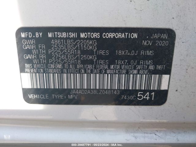 Photo 8 VIN: JA4AD2A38LZ048143 - MITSUBISHI OUTLANDER 