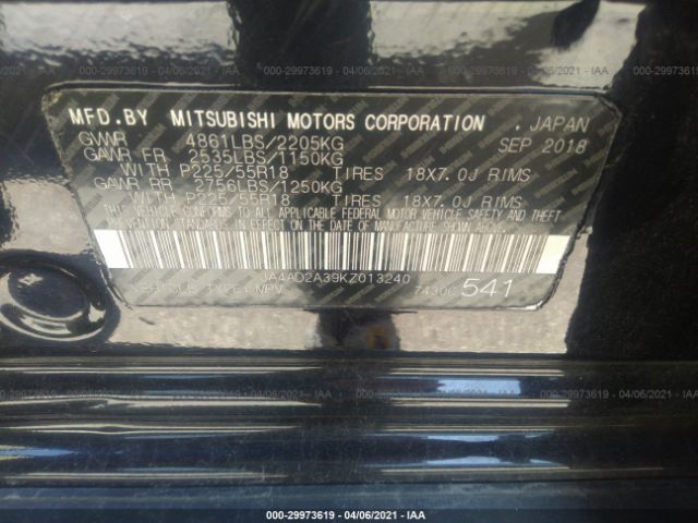 Photo 8 VIN: JA4AD2A39KZ013240 - MITSUBISHI OUTLANDER 