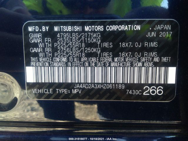 Photo 8 VIN: JA4AD2A3XHZ061189 - MITSUBISHI OUTLANDER 