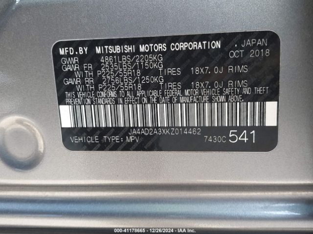 Photo 8 VIN: JA4AD2A3XKZ014462 - MITSUBISHI OUTLANDER 