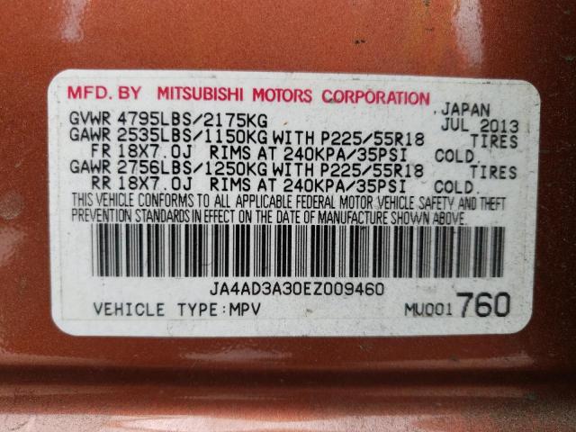 Photo 12 VIN: JA4AD3A30EZ009460 - MITSUBISHI OUTLANDER 