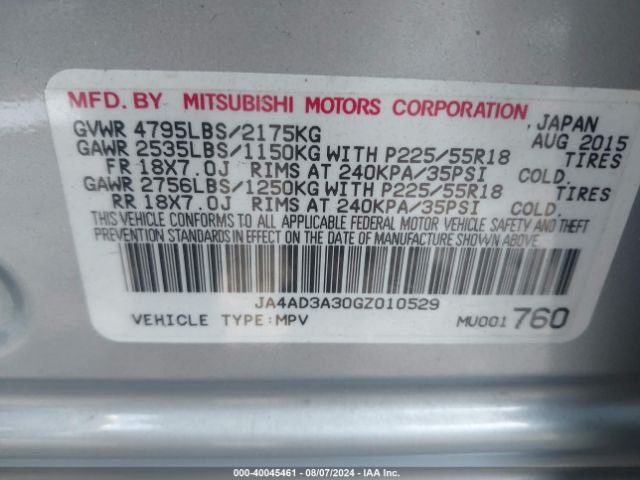 Photo 8 VIN: JA4AD3A30GZ010529 - MITSUBISHI OUTLANDER 