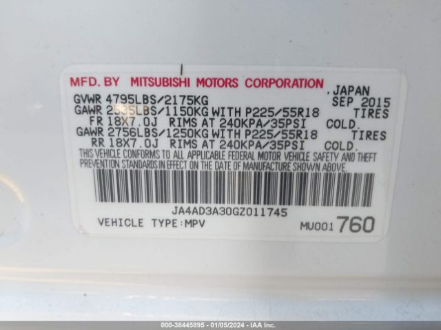 Photo 8 VIN: JA4AD3A30GZ011745 - MITSUBISHI OUTLANDER 