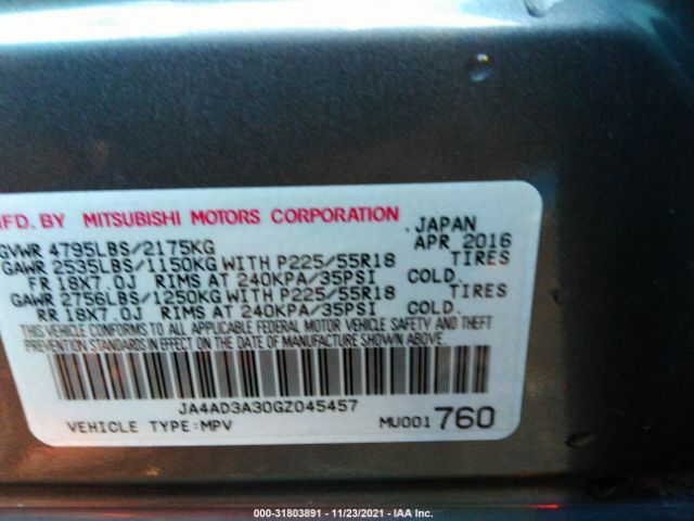 Photo 8 VIN: JA4AD3A30GZ045457 - MITSUBISHI OUTLANDER 