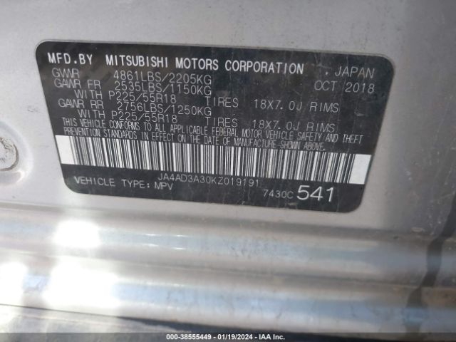 Photo 8 VIN: JA4AD3A30KZ019191 - MITSUBISHI OUTLANDER 