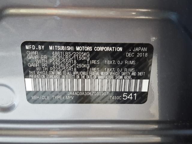 Photo 9 VIN: JA4AD3A30KZ031907 - MITSUBISHI OUTLANDER 