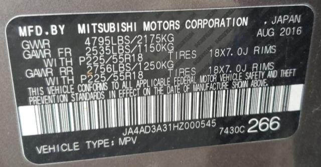 Photo 12 VIN: JA4AD3A31HZ000545 - MITSUBISHI OUTLANDER 