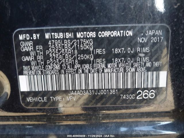 Photo 8 VIN: JA4AD3A31JJ001361 - MITSUBISHI OUTLANDER 