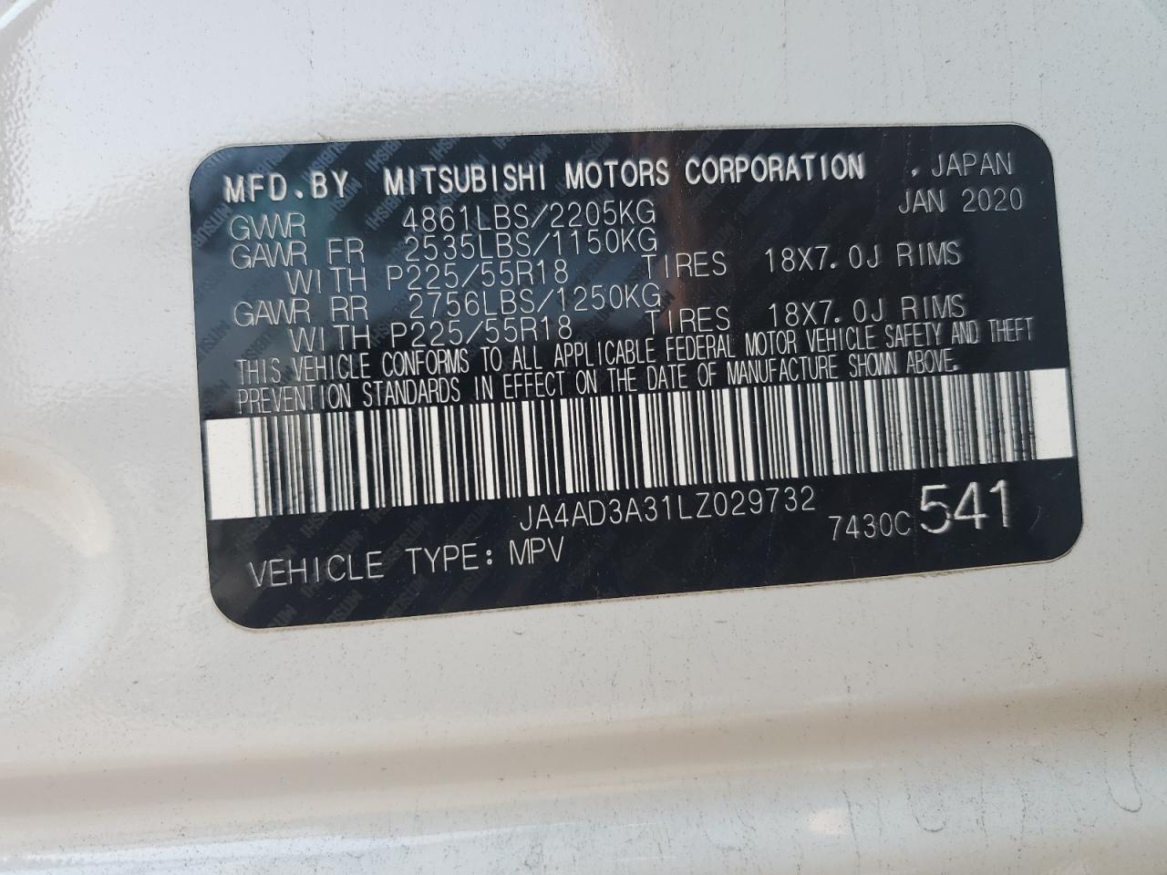 Photo 12 VIN: JA4AD3A31LZ029732 - MITSUBISHI OUTLANDER 