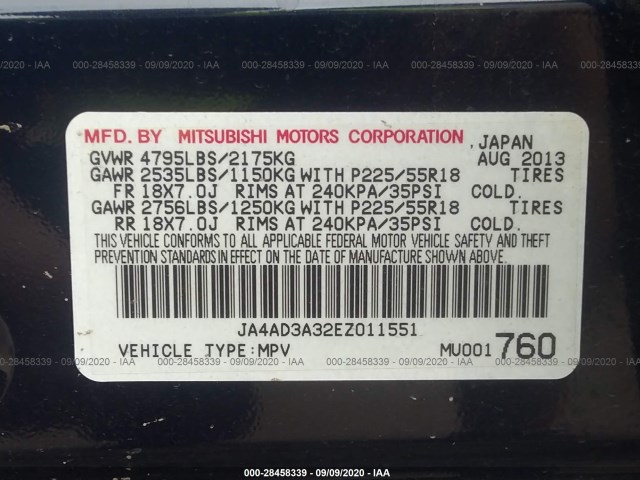 Photo 8 VIN: JA4AD3A32EZ011551 - MITSUBISHI OUTLANDER 