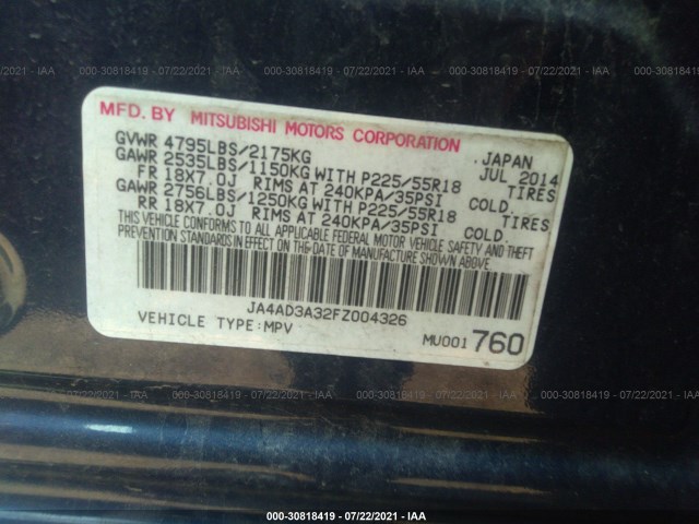 Photo 8 VIN: JA4AD3A32FZ004326 - MITSUBISHI OUTLANDER 