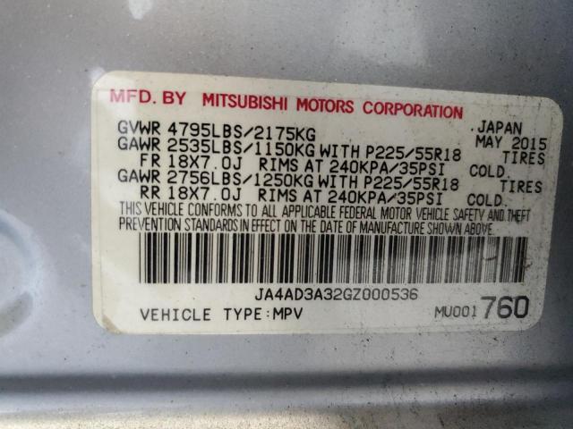 Photo 12 VIN: JA4AD3A32GZ000536 - MITSUBISHI OUTLANDER 