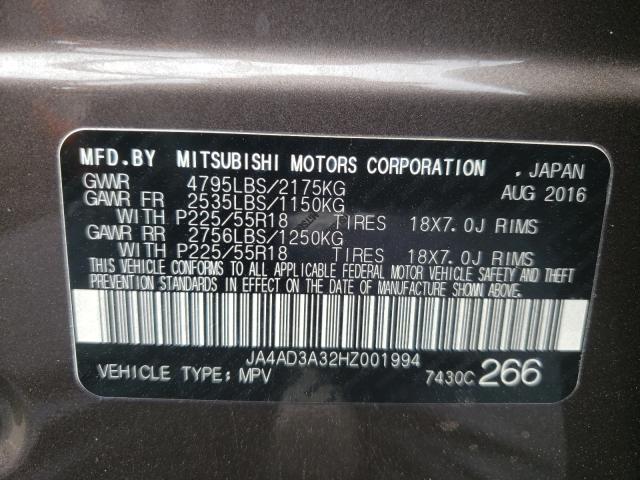 Photo 9 VIN: JA4AD3A32HZ001994 - MITSUBISHI OUTLANDER 