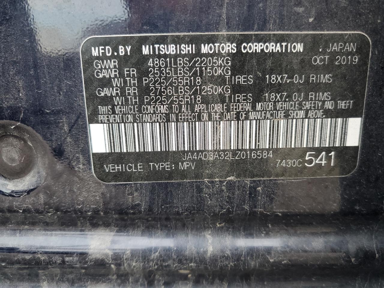 Photo 12 VIN: JA4AD3A32LZ016584 - MITSUBISHI OUTLANDER 