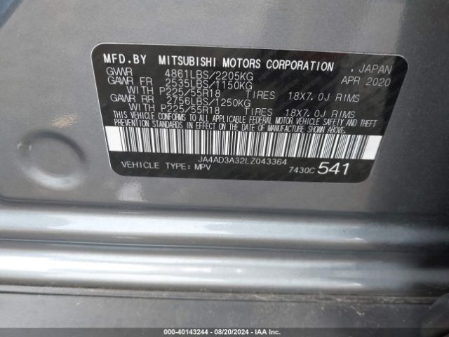 Photo 8 VIN: JA4AD3A32LZ043364 - MITSUBISHI OUTLANDER 