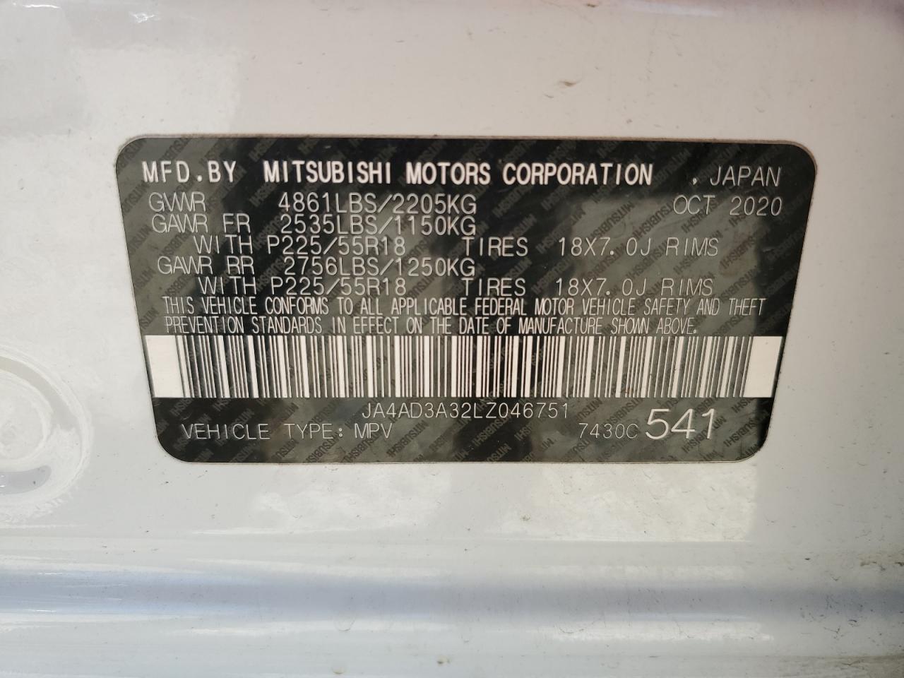 Photo 12 VIN: JA4AD3A32LZ046751 - MITSUBISHI OUTLANDER 