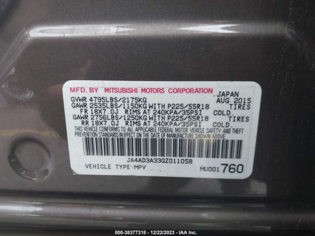 Photo 8 VIN: JA4AD3A33GZ011058 - MITSUBISHI OUTLANDER 