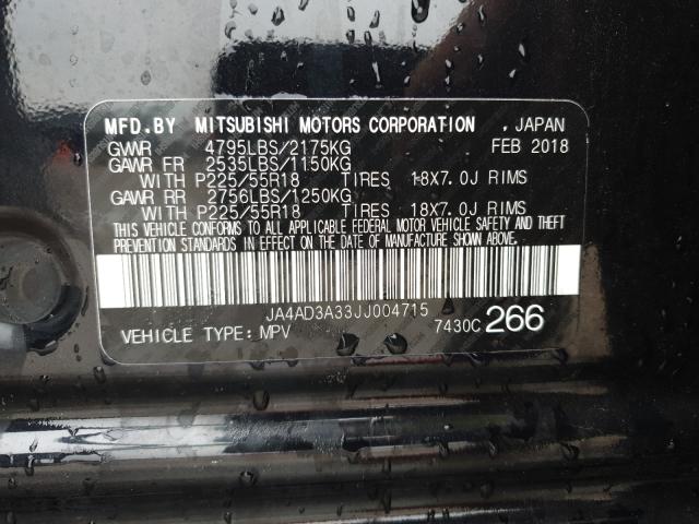 Photo 9 VIN: JA4AD3A33JJ004715 - MITSUBISHI OUTLANDER 