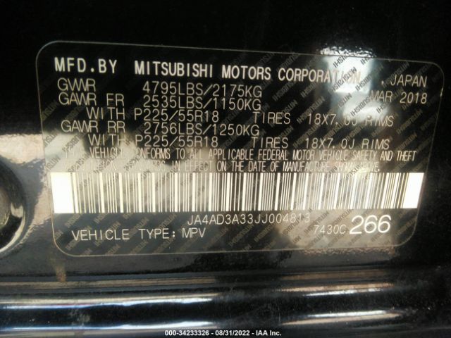 Photo 8 VIN: JA4AD3A33JJ004813 - MITSUBISHI OUTLANDER 