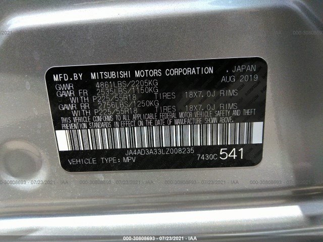 Photo 8 VIN: JA4AD3A33LZ008235 - MITSUBISHI OUTLANDER 