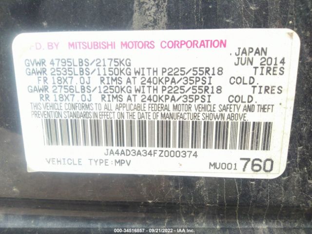 Photo 8 VIN: JA4AD3A34FZ000374 - MITSUBISHI OUTLANDER 