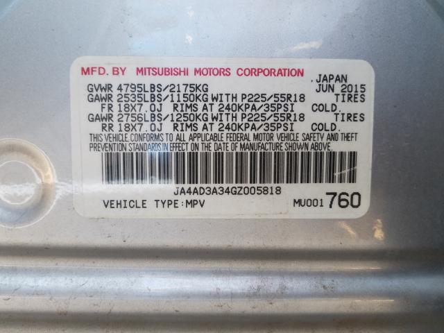 Photo 9 VIN: JA4AD3A34GZ005818 - MITSUBISHI OUTLANDER 