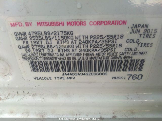 Photo 8 VIN: JA4AD3A34GZ006886 - MITSUBISHI OUTLANDER 