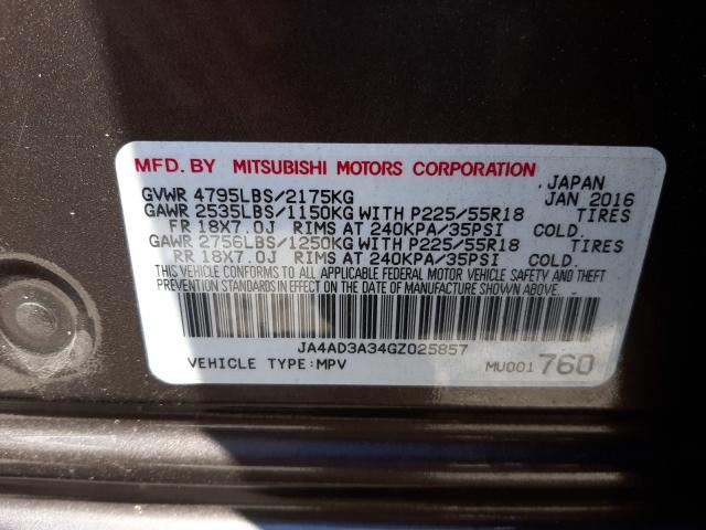 Photo 9 VIN: JA4AD3A34GZ025857 - MITSUBISHI OUTLANDER 