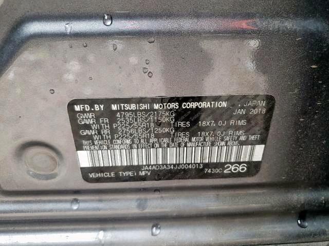 Photo 9 VIN: JA4AD3A34JJ004013 - MITSUBISHI OUTLANDER 