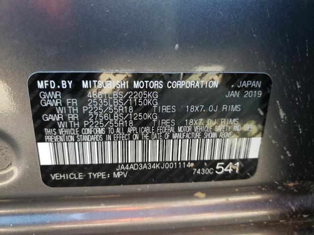 Photo 9 VIN: JA4AD3A34KJ001114 - MITSUBISHI OUTLANDER 