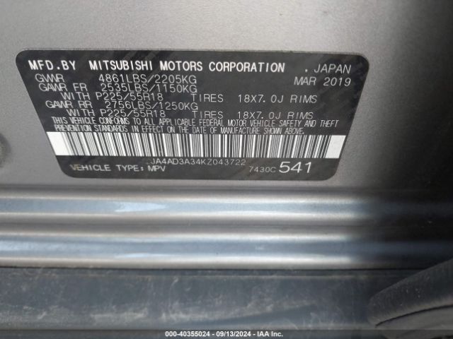 Photo 8 VIN: JA4AD3A34KZ043722 - MITSUBISHI OUTLANDER 