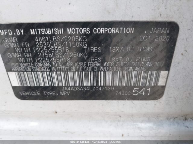 Photo 8 VIN: JA4AD3A34LZ047139 - MITSUBISHI OUTLANDER 