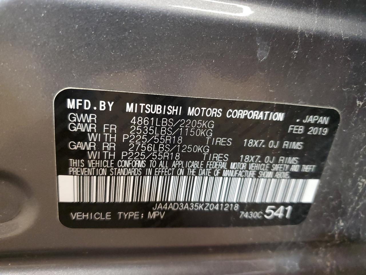 Photo 12 VIN: JA4AD3A35KZ041218 - MITSUBISHI OUTLANDER 