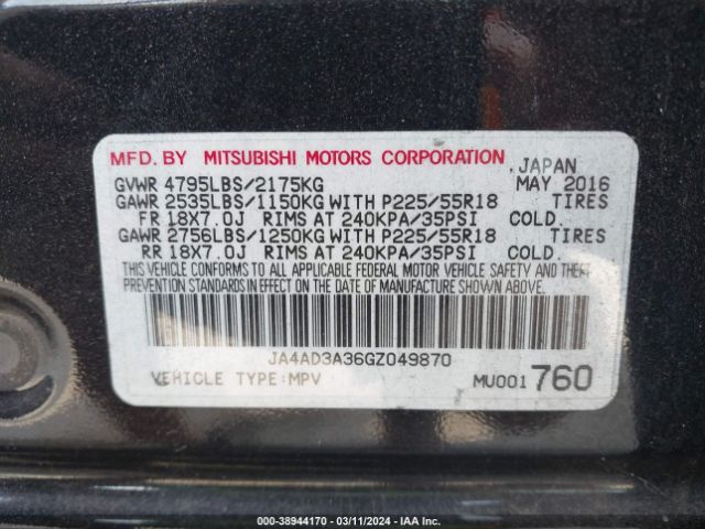 Photo 8 VIN: JA4AD3A36GZ049870 - MITSUBISHI OUTLANDER 