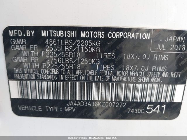 Photo 8 VIN: JA4AD3A36KZ007272 - MITSUBISHI OUTLANDER 