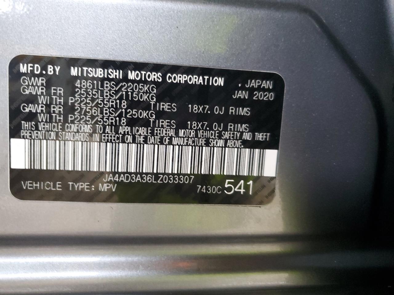 Photo 12 VIN: JA4AD3A36LZ033307 - MITSUBISHI OUTLANDER 