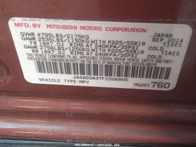 Photo 8 VIN: JA4AD3A37FZ006895 - MITSUBISHI OUTLANDER 