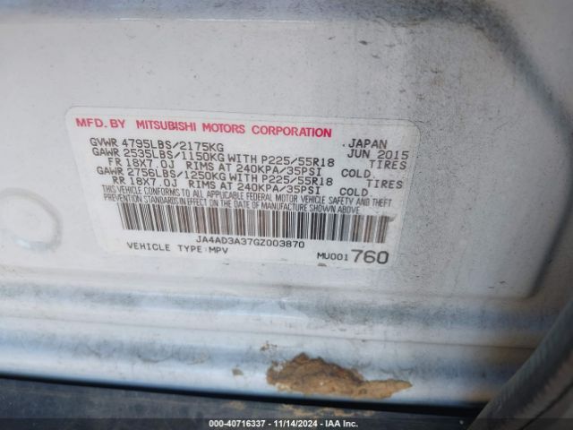 Photo 8 VIN: JA4AD3A37GZ003870 - MITSUBISHI OUTLANDER 