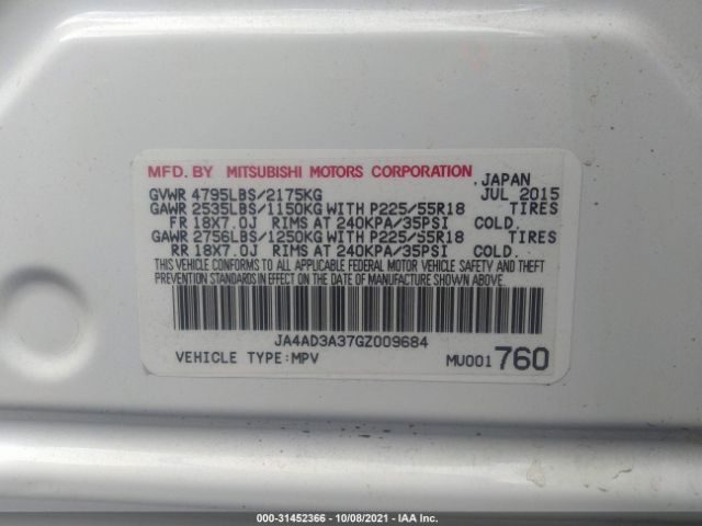 Photo 8 VIN: JA4AD3A37GZ009684 - MITSUBISHI OUTLANDER 