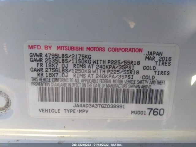 Photo 8 VIN: JA4AD3A37GZ038991 - MITSUBISHI OUTLANDER 