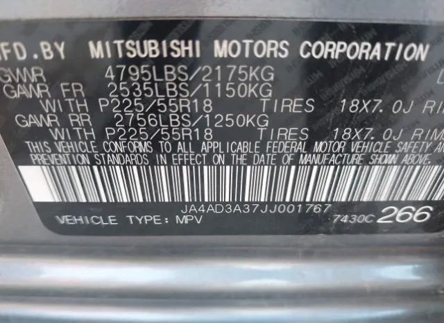 Photo 8 VIN: JA4AD3A37JJ001767 - MITSUBISHI OUTLANDER 