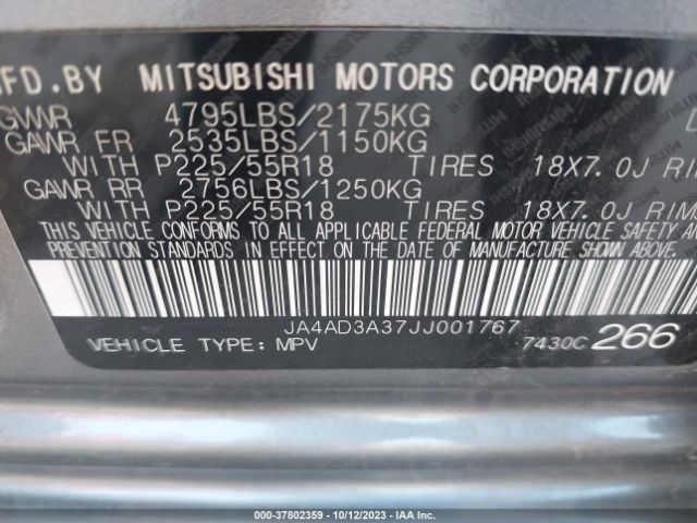 Photo 8 VIN: JA4AD3A37JJ001767 - MITSUBISHI OUTLANDER 