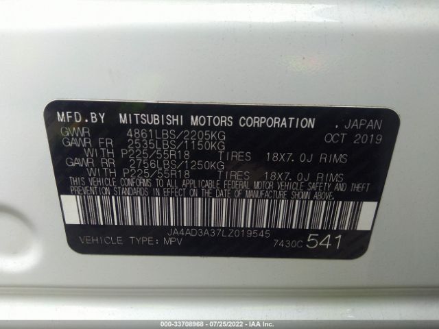 Photo 8 VIN: JA4AD3A37LZ019545 - MITSUBISHI OUTLANDER 